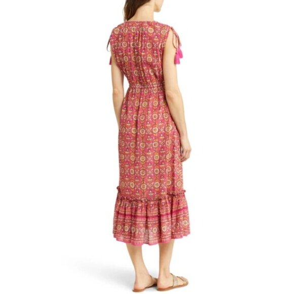 Veronica Beard 'Arjuna' Printed Sleeveless Midi-Dress, Fuschia Multi - Picture 3 of 5